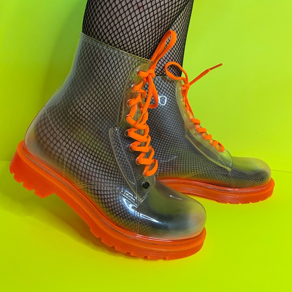 Clear Combat Boots Orange sole